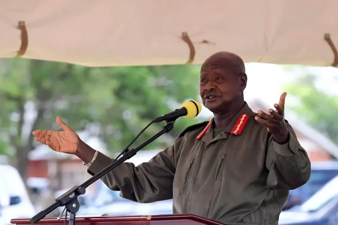 President Yoweri Kaguta Museveni addressing the NRM Parliamentary Caucus in a retreat at the National Leadership Institute (NALI) in Kyankwanzi