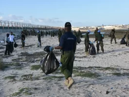 UPDF soldiers cleaning beaches in Mogadishu