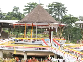 A well decorated Altar that was built in water (Lake) at Namugongo Catholic Martyrs Shrine