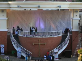 The decorated Anglican Amphitheatre at Namugongo Anglican Martyrs Shrine