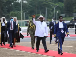 President Museveni arriving at Kololo Independence Grounds for the State of the Nation Address