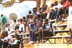 Spectators enjoying the match at Phillip Omoding Stadium in Lugogo, Kampala
