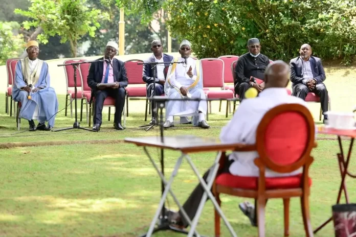 President Museveni with Muslim clerics