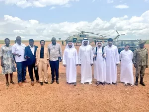 The UAE delegation and the Ugandan team at Kidepo National Park Airstrip 