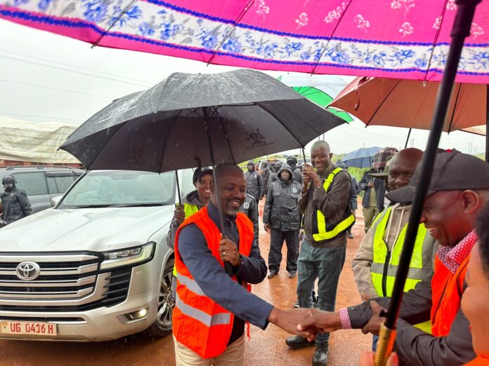 Thomas Tayebwa being welcomed by the UNRA team