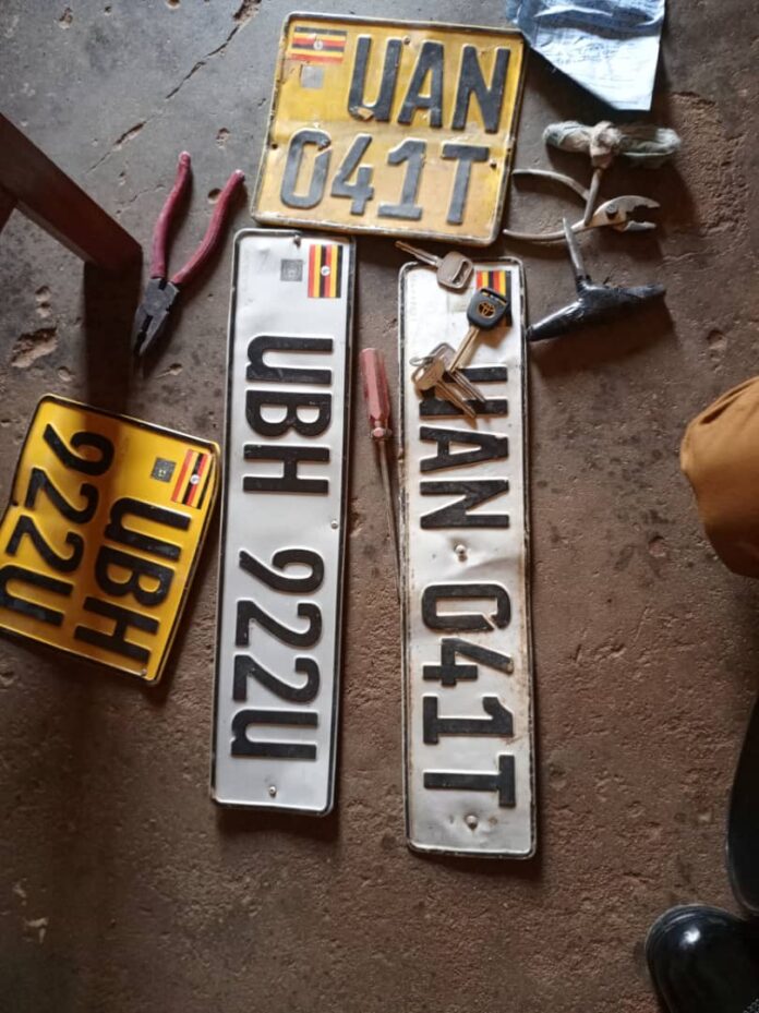some of the recovered number plates from the stolen vehicles
