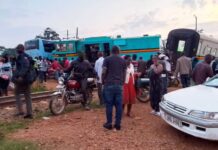 BREAKING NEWS: Trinity Passenger Bus Collides with Train at Namumira Crossing in Mukono